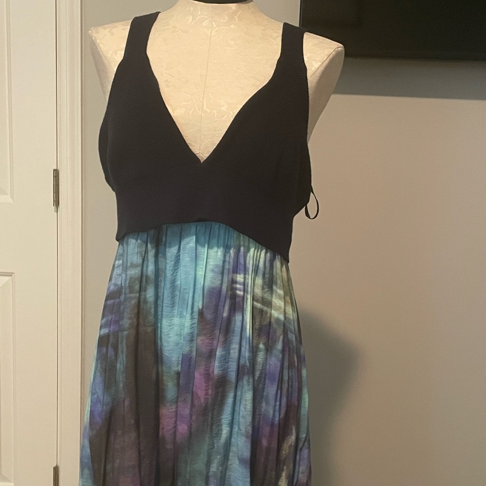 Anthropologie tie dye maxi dress with sweater top.